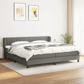 vidaxl-lozko-kontynentalne-z-materacem-ciemnoszara-tkanina-200x200-cm