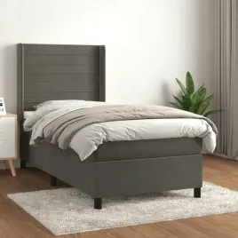 vidaxl-lozko-kontynentalne-z-materacem-ciemnoszary-aksamit-100x200cm