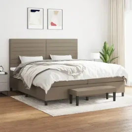 vidaxl-lozko-kontynentalne-z-materacem-taupe-tkanina-200x200-cm