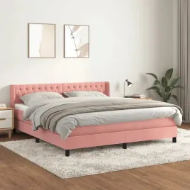 vidaxl-lozko-kontynentalne-z-materacem-rozowe-160x200-cm-aksamit