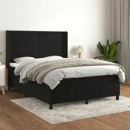 vidaxl-lozko-kontynentalne-z-materacem-czarne-aksamit-140x190-cm