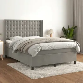 vidaxl-lozko-kontynentalne-z-materacem-jasnoszare-140x190cm-aksamit