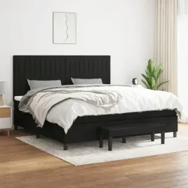 vidaxl-lozko-kontynentalne-z-materacem-czarne-tkanina-200x200-cm