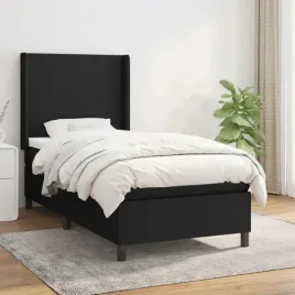 vidaxl-lozko-kontynentalne-z-materacem-czarne-tkanina-90x200-cm