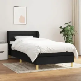 vidaxl-lozko-kontynentalne-z-materacem-czarne-tkanina-90x200-cm