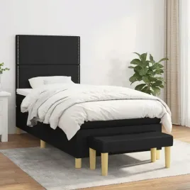 vidaxl-lozko-kontynentalne-z-materacem-czarne-tkanina-100x200-cm