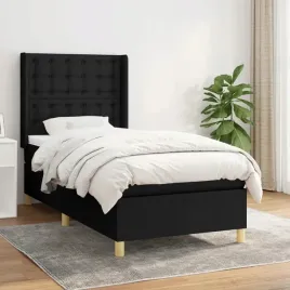 vidaxl-lozko-kontynentalne-z-materacem-czarne-tkanina-90x190-cm