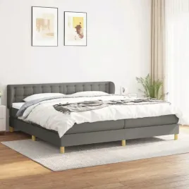 vidaxl-lozko-kontynentalne-z-materacem-ciemnoszara-tkanina-200x200-cm