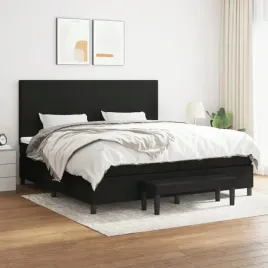 vidaxl-lozko-kontynentalne-z-materacem-czarne-tkanina-200x200-cm