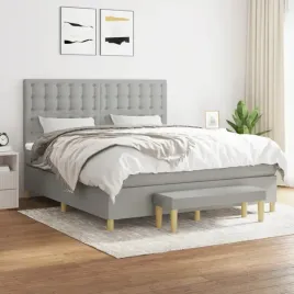 vidaxl-lozko-kontynentalne-z-materacem-jasnoszare-tkanina-160x200-cm