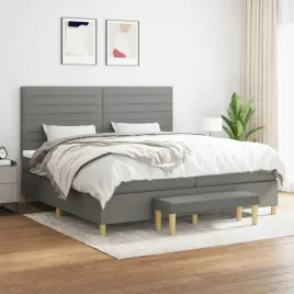 vidaxl-lozko-kontynentalne-z-materacem-ciemnoszara-tkanina-200x200-cm