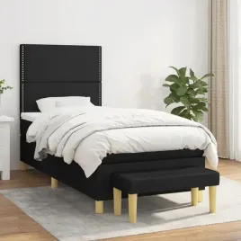 vidaxl-lozko-kontynentalne-z-materacem-czarne-tkanina-90x190-cm