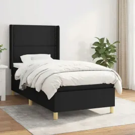 vidaxl-lozko-kontynentalne-z-materacem-czarne-tkanina-100x200-cm