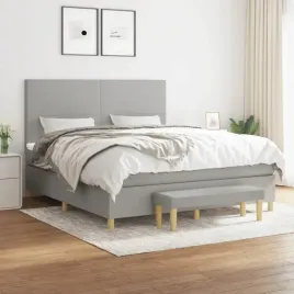 vidaxl-lozko-kontynentalne-z-materacem-jasnoszare-tkanina-160x200-cm