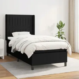 vidaxl-lozko-kontynentalne-z-materacem-czarne-tkanina-80x200-cm