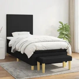 vidaxl-lozko-kontynentalne-z-materacem-czarne-tkanina-90x200-cm