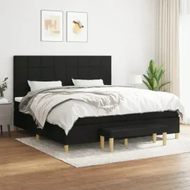 vidaxl-lozko-kontynentalne-z-materacem-czarne-tkanina-200x200-cm