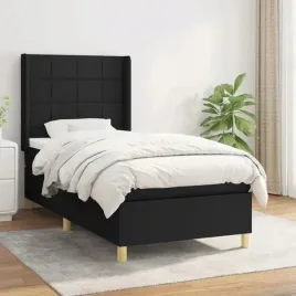 vidaxl-lozko-kontynentalne-z-materacem-czarne-tkanina-90x190-cm
