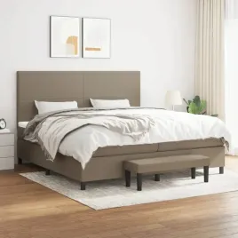 vidaxl-lozko-kontynentalne-z-materacem-taupe-tkanina-200x200-cm