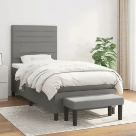vidaxl-lozko-kontynentalne-z-materacem-ciemnoszara-tkanina-100x200-cm