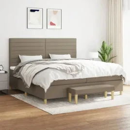 vidaxl-lozko-kontynentalne-z-materacem-taupe-tkanina-200x200-cm