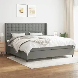 vidaxl-lozko-kontynentalne-z-materacem-ciemnoszara-tkanina-200x200-cm