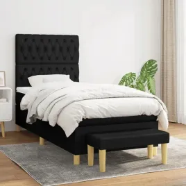 vidaxl-lozko-kontynentalne-z-materacem-czarne-tkanina-100x200-cm