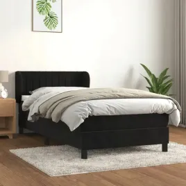 vidaxl-lozko-kontynentalne-z-materacem-czarne-aksamit-100x200-cm