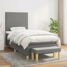 vidaxl-lozko-kontynentalne-z-materacem-ciemnoszara-tkanina-100x200-cm