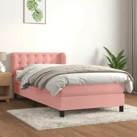 vidaxl-lozko-kontynentalne-z-materacem-rozowe-aksamit-100x200-cm