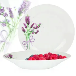 obiadowy-talerz-23-cm-zdobiony-bialy-wzor-lawenda-gleboki-biala-porcelana
