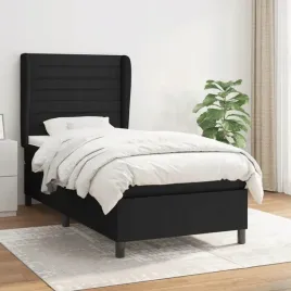 vidaxl-lozko-kontynentalne-z-materacem-czarne-tkanina-80x200-cm