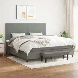 vidaxl-lozko-kontynentalne-z-materacem-ciemnoszara-tkanina-200x200-cm