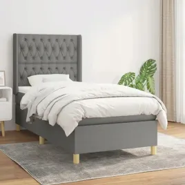 vidaxl-lozko-kontynentalne-z-materacem-ciemnoszara-tkanina-100x200-cm