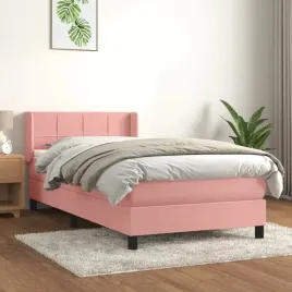 vidaxl-lozko-kontynentalne-z-materacem-rozowe-aksamit-100x200-cm