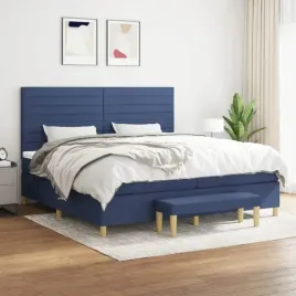 vidaxl-lozko-kontynentalne-z-materacem-niebieskie-tkanina-200x200-cm