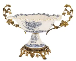 palacowa-taca-ceramika-retro-postarzana-bialy-niebieski-zloty-patera-nozka