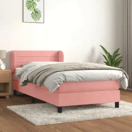 vidaxl-lozko-kontynentalne-z-materacem-rozowe-aksamit-100x200-cm