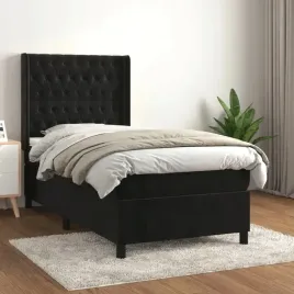 vidaxl-lozko-kontynentalne-z-materacem-czarne-aksamit-90x190-cm
