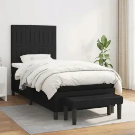 vidaxl-lozko-kontynentalne-z-materacem-czarne-tkanina-80x200-cm