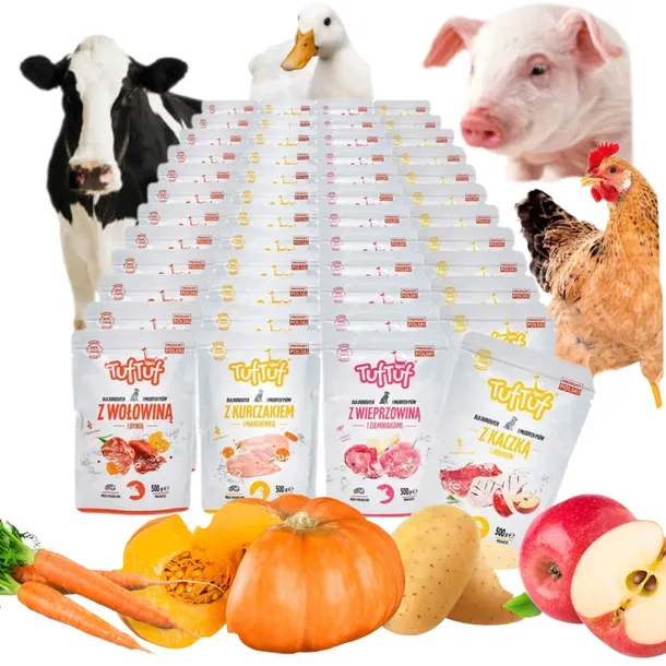 Mokra karma dla psa, saszetki 40szt. x 500g, zestaw Tuf Tuf mix smaków
