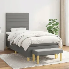 vidaxl-lozko-kontynentalne-z-materacem-ciemnoszara-tkanina-100x200-cm
