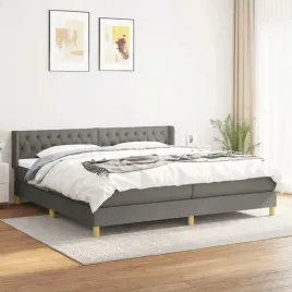 vidaxl-lozko-kontynentalne-z-materacem-ciemnoszara-tkanina-200x200-cm