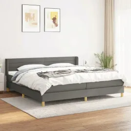 vidaxl-lozko-kontynentalne-z-materacem-ciemnoszara-tkanina-200x200-cm