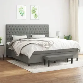 vidaxl-lozko-kontynentalne-z-materacem-ciemnoszara-tkanina-200x200-cm