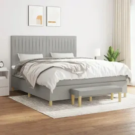 vidaxl-lozko-kontynentalne-z-materacem-jasnoszare-tkanina-160x200-cm