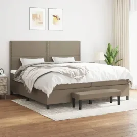 vidaxl-lozko-kontynentalne-z-materacem-taupe-tkanina-200x200-cm