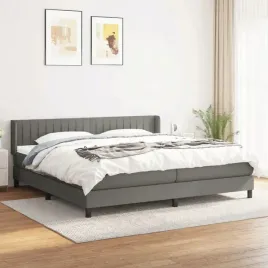 vidaxl-lozko-kontynentalne-z-materacem-ciemnoszara-tkanina-200x200-cm