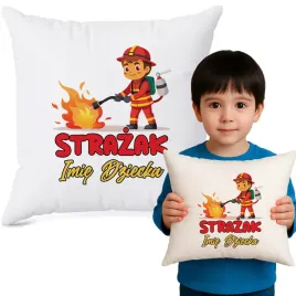 poduszka-biala-40x40-strazak-imie-dziecka-prezent-do-przedszkola-zlobka