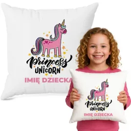 poduszka-biala-40x40-princess-unicorn-imie-prezent-do-przedszkola-zlobka